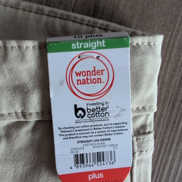Wonder Nation Girls Straight Adjustable Waist Beige Jeans Size 10 Plus - Picture 3 of 5